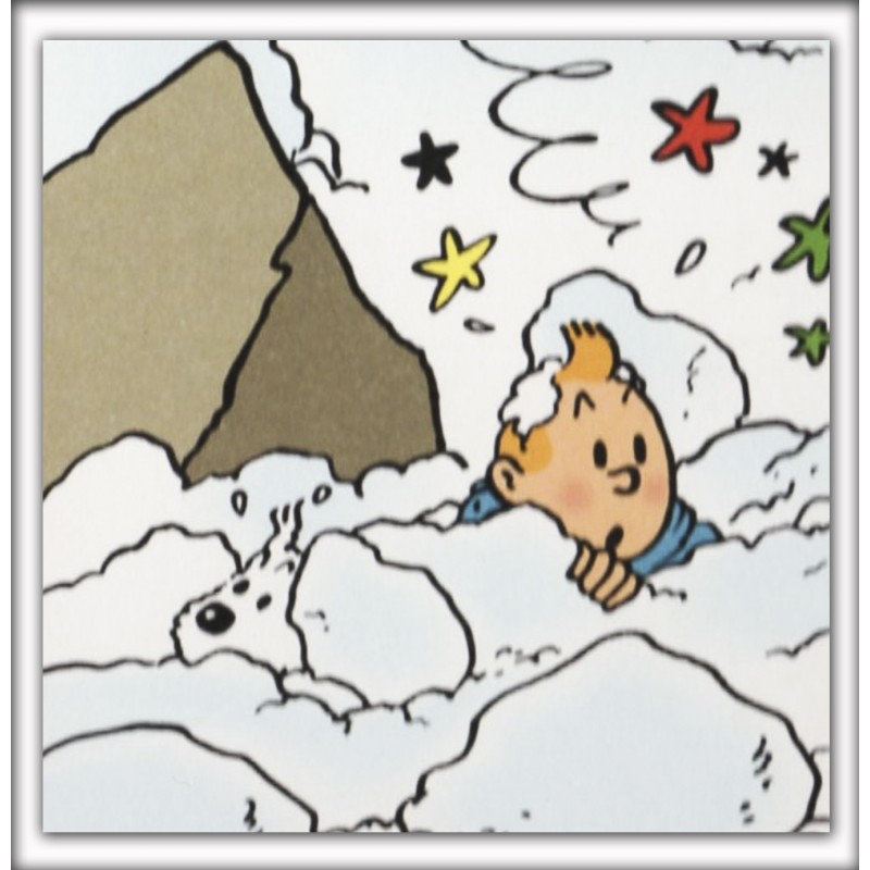 Tintin enterrado en la nieve