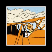 Cuadro de Tintin en avion