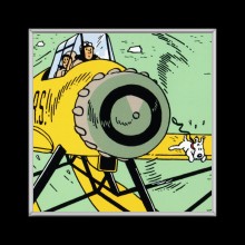 Cuadro de Tintin en avion