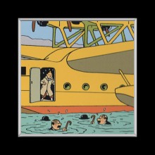 Cuadro de Tintin en avion