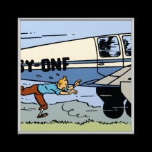 Cuadro de Tintin en avion