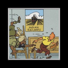 Cuadro de Tintin escapando