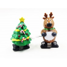 Reno y arbol de navidad (Plástico a cuerda)
