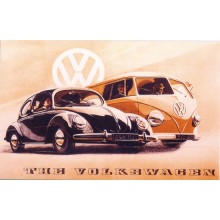 Postal Metalica Coches VW Volkswagen